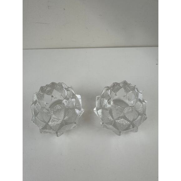 Set of 2 Orrefors Sweden Nimbus Artichoke Votive Heavy Crystal Glass - Picture 2 of 6